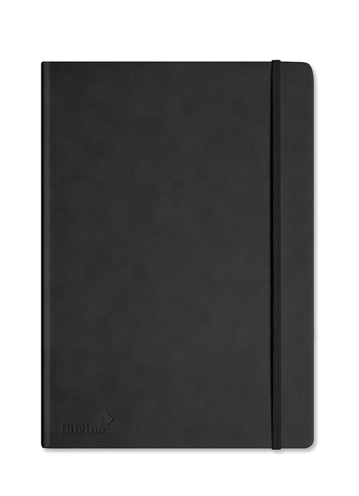 Best Value Silvine A4 Executive Soft Feel Notebook Black. 160 Pages (80 Sheets) Ruled 7mm feint. Ref 198BK (297 x 210mm)