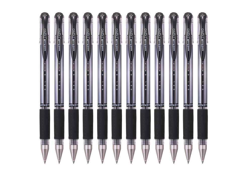 Best Value Uni-ball 751081000 UM151S SigNo Gel Rollerball Comfort Grip 0.7mm Tip 0.5mm Line Black (Pack of 12)