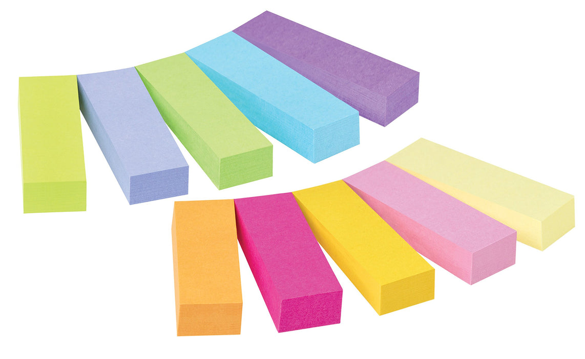 Best Value Post-it Page Markers 12.7 x 44.4 mm Self-adhesive document flags in assorted bright colours, Pack of 10 pads (50 markers per pad)
