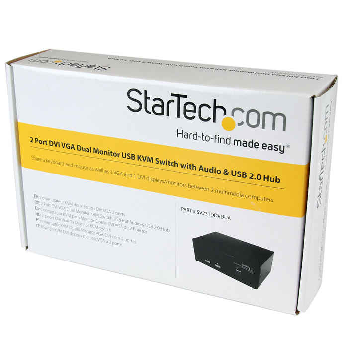 Best Value StarTech.com SV231DDVDUA 2 Port KVM Switch, DVI and VGA with Audio and USB 2.0 Hub, Dual Monitor/Display/Screen KVM Switch, DVI VGA