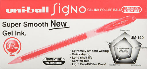 Best Value Uni-ball 323020 SigNo UM120 Gel Rollerball Pen 0.7mm Tip 0.5mm Line Red Ref 9001182 [Pack of 12]
