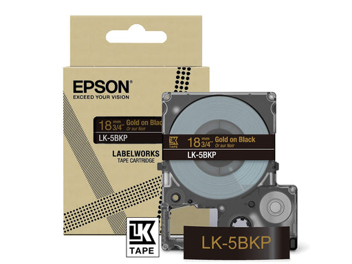 Epson LK-5BKP Gold on Metallic Black Tape Cartridge 18mm - C53S672095