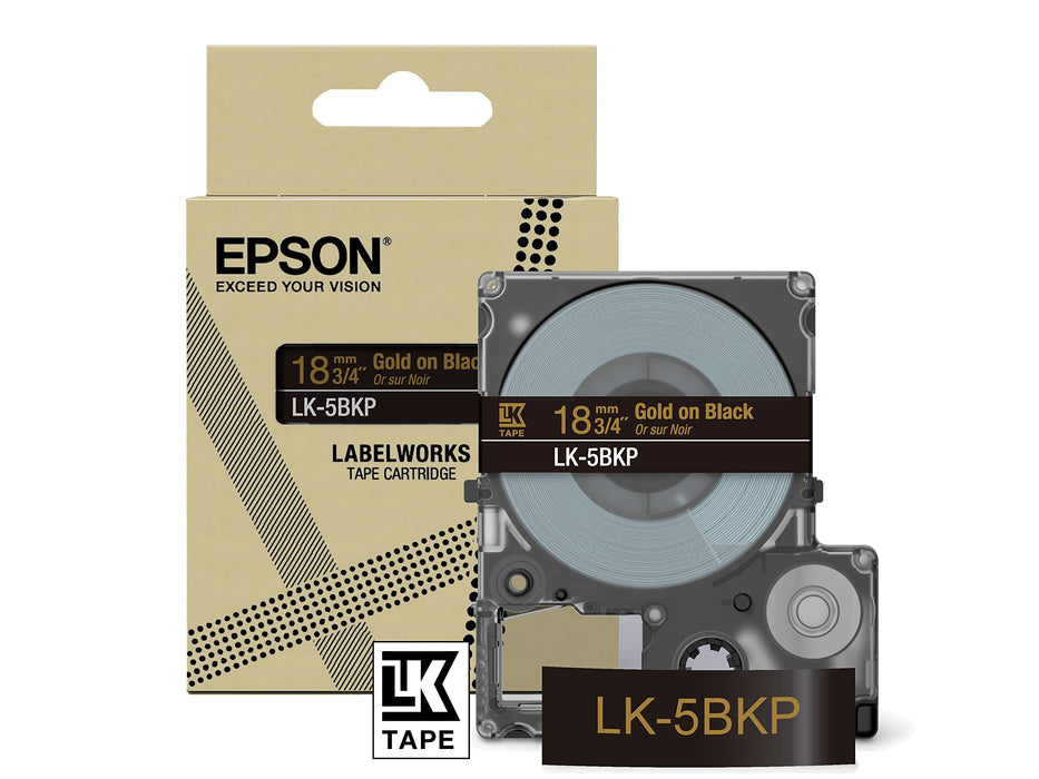 Epson LK-5BKP Gold on Metallic Black Tape Cartridge 18mm - C53S672095