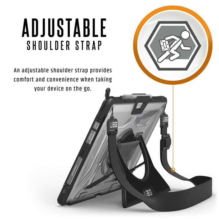 UAG Rugged Case for Surface Pro 7+/7/6/5/LTE/4 w/ Handstrap & Shoulder Strap - Ice - Back cover for tablet - rugged - black, ice - for Microsoft Surface Pro (Mid 2017), Pro 4, Pro 6, Pro 7