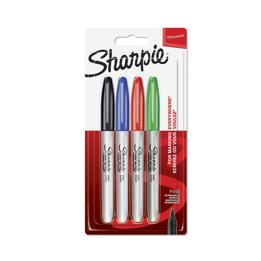 Best Value Sharpie Permanent Markers, Fine Tip, Assorted Standard Colours, 4 Pack