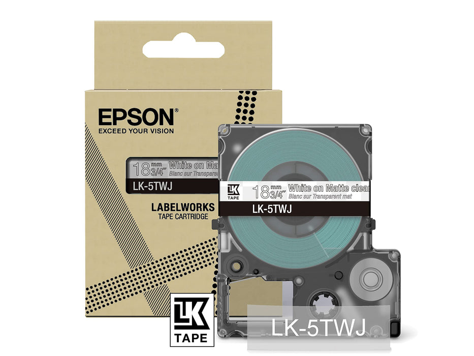 Epson  LK-4TWJ White  on Matte Clear Tape Cartridge 12mm - C53S672068