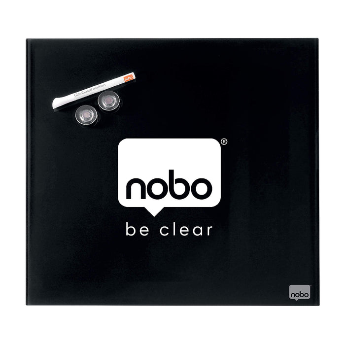Best Value Nobo Glass Whiteboard, Magnetic, 450 x 450 mm Square Tile Design, Includes Glassboard Marker, Magnets and Fitting Kit, Black, 1903951