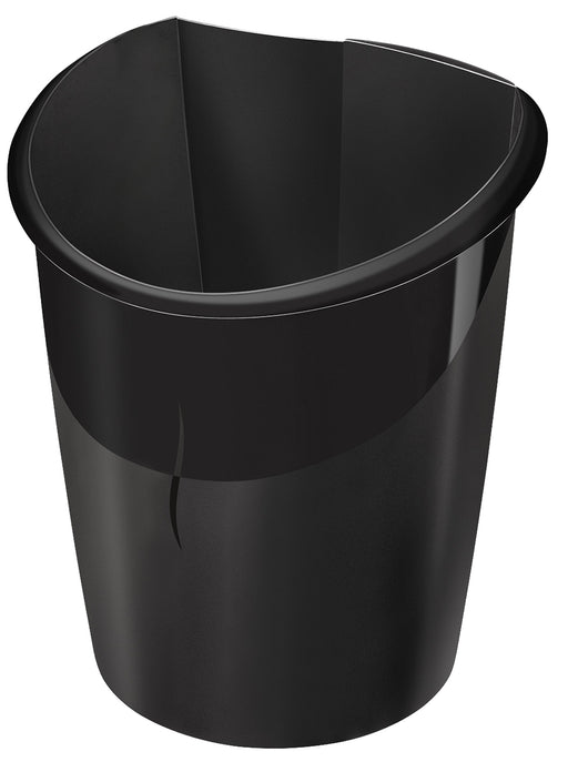 Best Value CEP Isis Waste Bin with Flattened Side Moulded Polystyrene 15 Litre Matt and Glossy Black Ref 2109501
