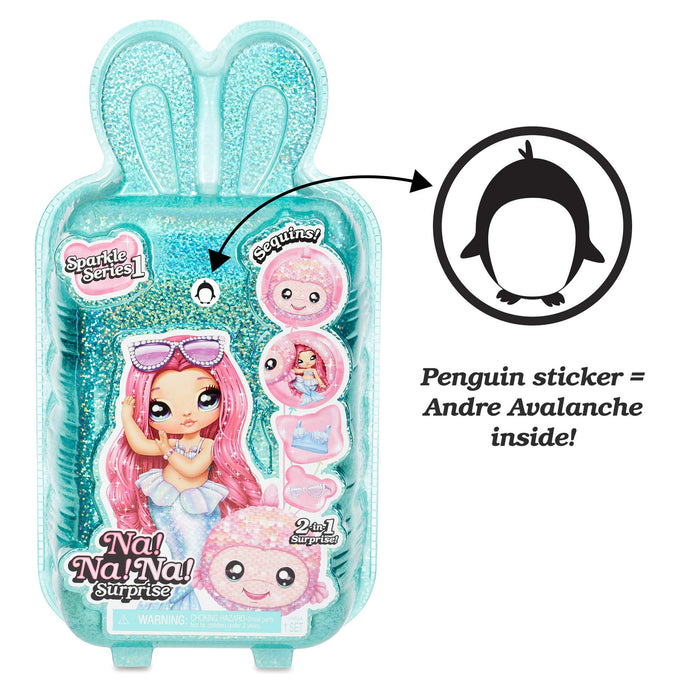 Na! Na! Na! Surprise 2-in-1 Fashion Doll 7.5in and Plush Purse - Andre Avalanche //572350EUC