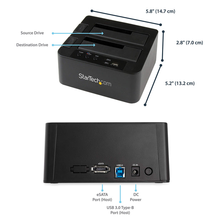 Best Value StarTech.com SDOCK2U33RE Dual Bay USB 3.0/ eSATA Hard Drive Duplicator Dock for 2.5 Inch and 3.5 Inch SATA SSD HDD with UASP (6 Gbps), Standalone Docking Station