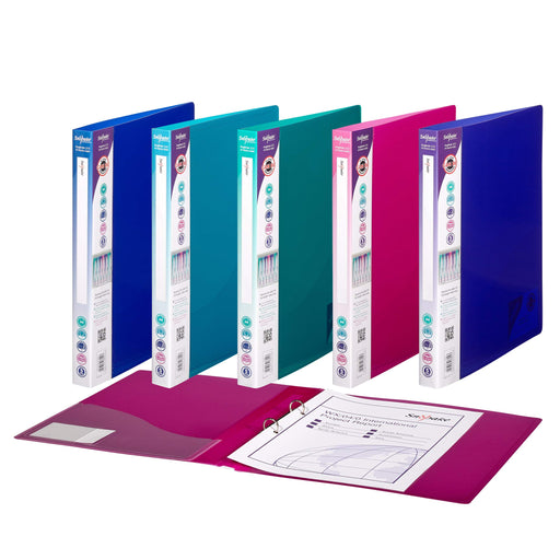 Best Value Snopake 2 Ring 15mm A4 Original Ring Binder Pack of 10 Pieces - Assorted Electra Colours