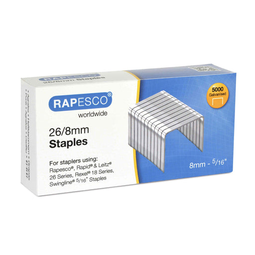 Best Value Rapesco S11880Z3 Staples - 26/8mm, Silver, Box of 5,000