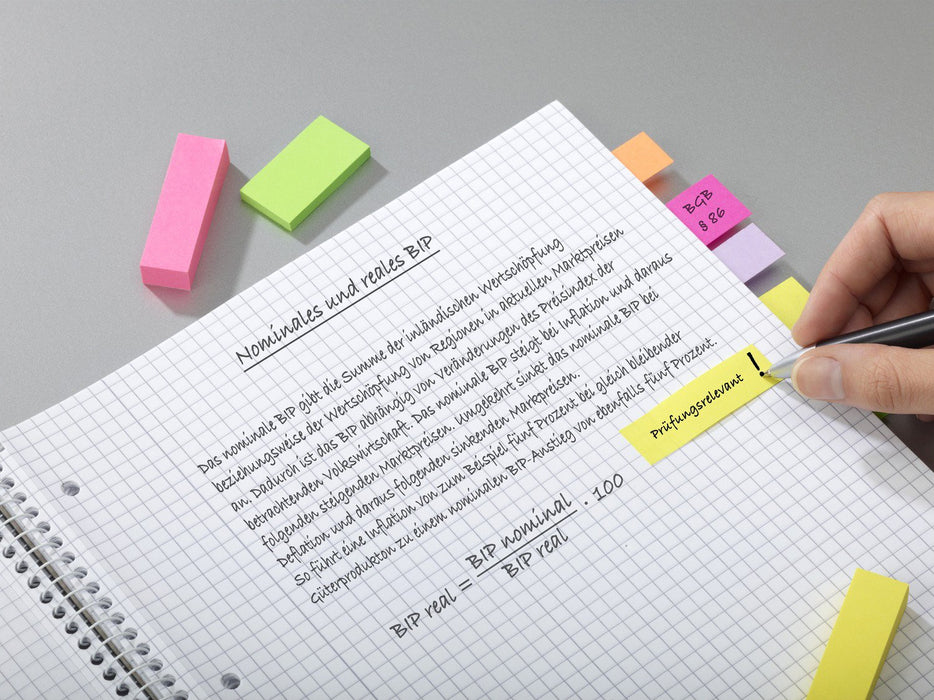 Best Value Post-it Page Markers 12.7 x 44.4 mm Self-adhesive document flags in assorted bright colours, Pack of 10 pads (50 markers per pad)