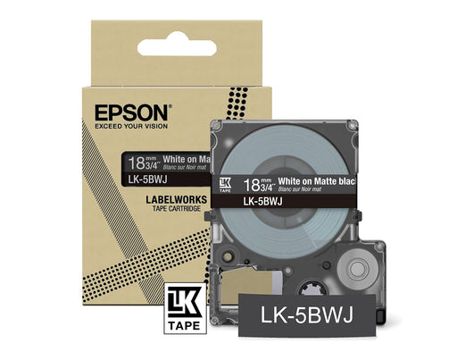 Epson  LK-5BWJ White  on Matte Black Tape Cartridge 18mm - C53S672083