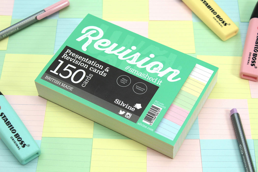Best Value Luxpad 6x4" Lined Revision & Presentation Cards - Assorted Colours Plus White. 150 Cards Per Pack.