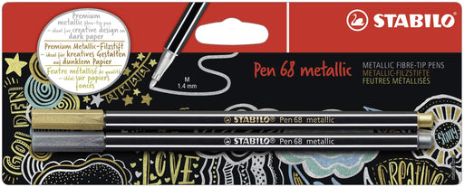 Best Value Metallic Premium Felt Tip Pen - STABILO Pen 68 Metallic 2 pc Gold/Silver