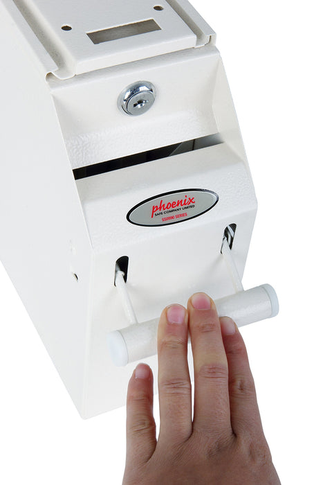 Best Value Phoenix Safe Company Phoenix SS0991KD Under Counter Note Deposit Safe with Key Locks, Metal, White, 19.5x10x22.5 cm