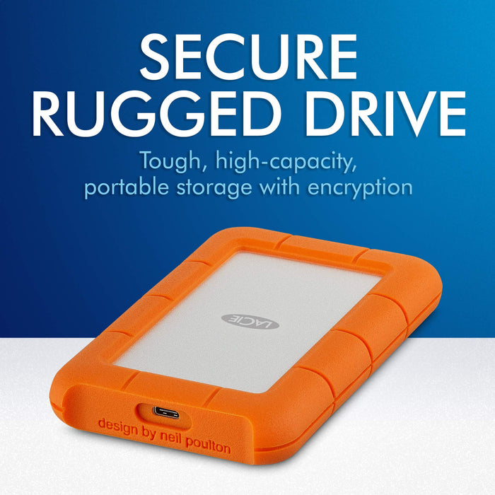Best Value LaCie STFR2000403 2 TB Rugged Secure Hardward Encrypted USB 3.1 (USB-C + USB 3.0) Portable 2.5 Inch Shock, Drop and Crush Resistant External Hard Drive for PC and Mac