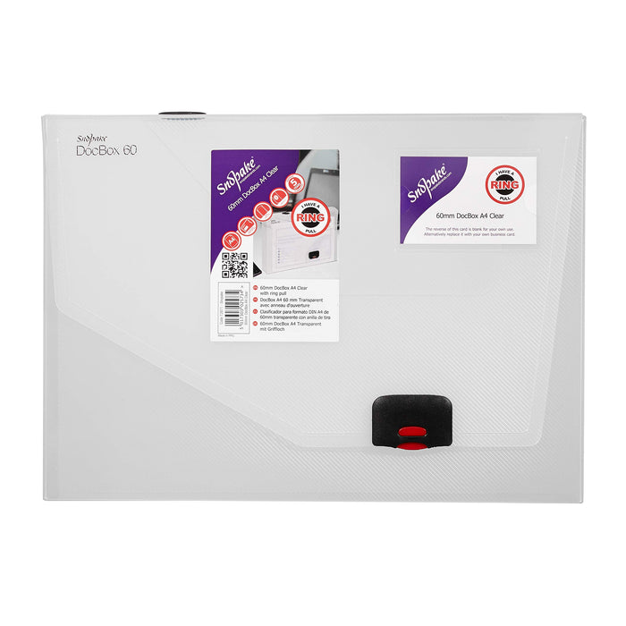 Best Value Snopake DocBox Box File Polypropylene with Push Lock 60mm Spine A4 Clear Ref 12871
