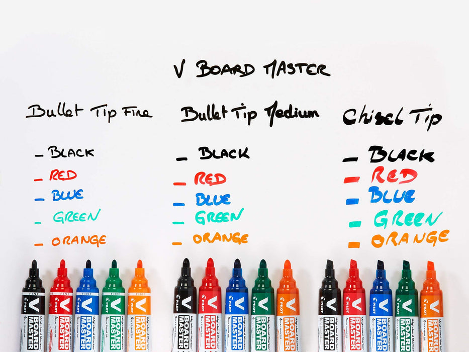 Best Value Pilot Begreen Recycled V Board Master Whiteboard Marker Bullet 6.0 mm Tip - Black/Red/Blue/Green/Orange, Wallet of 5