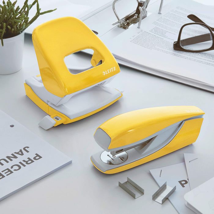 Leitz NeXXt WOW Stapler 5502 Half Strip Yellow 30 Sheets 24/6, 26/6 Metal