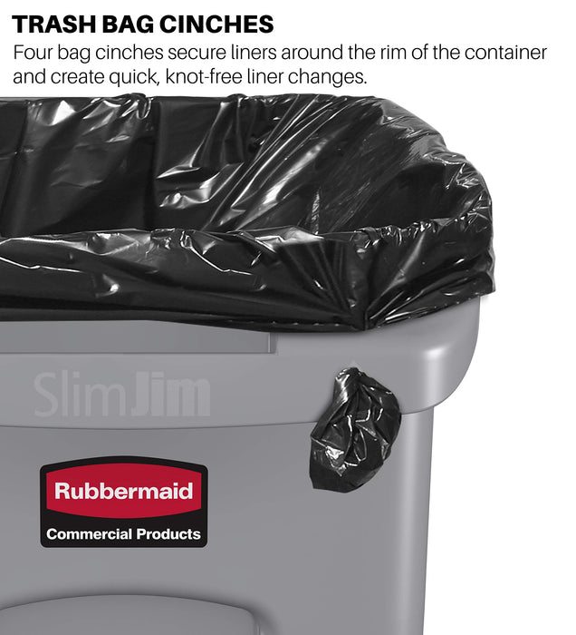 Best Value Rubbermaid Commercial Products FG354060GRAY Plastic Products Vented Slim Jim Rubbish Bin Waste Receptacle, 87 Litres, Grey