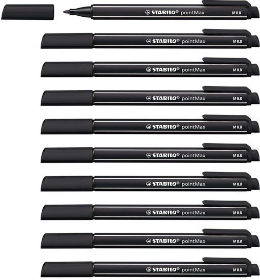 STABILO pointMax Nylon Tip Writing pen 0.4mm Line Black (Pack 10) 488/46