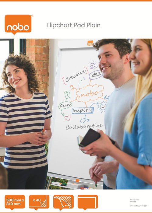 Best Value Nobo Flipchart Pad, A1, Plain, 40 Sheets, 34631165