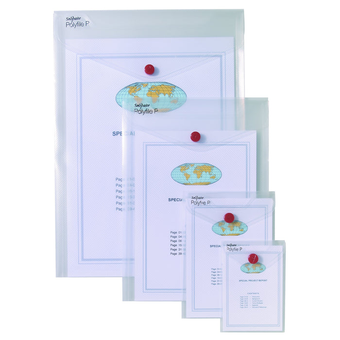 Best Value Snopake 13280 Polyfile P A5 Portrait Popper Wallet File with Press Stud - Classic Clear (Pack of 5)