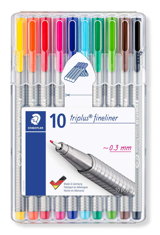 Best Value Staedtler 334 Triplus Fineliner Superfine Point Pens, 0.3 mm, Assorted Colours, Pack of 10