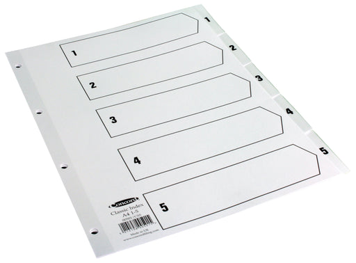 Best Value Concord Classic Index Mylar-reinforced Punched 4 Holes 1-5 A4 White Ref 00501/CS5