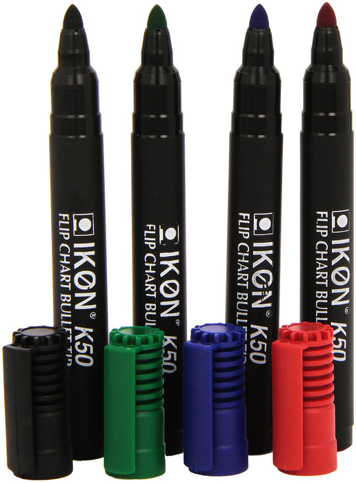 Best Value Hainenko K50-WLT4 Value Bullet Tip Flipchart Marker - Assorted Colour (Pack of 4)