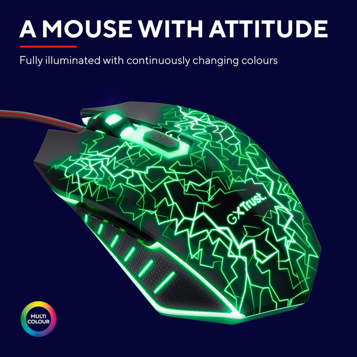 Trust GXT 105X Izza 4000 DPI USB A Wired Ambidextrous Gaming Mouse