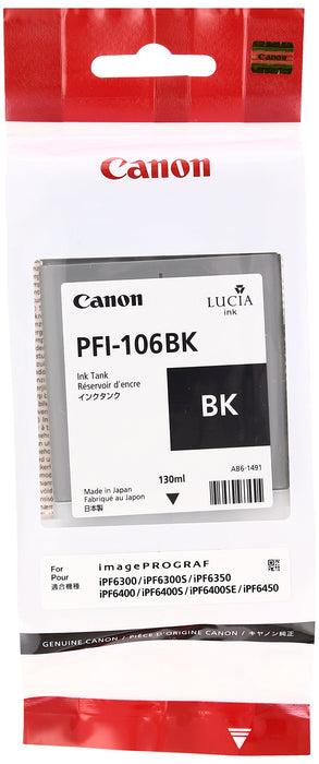 Best Value Canon PFI106BK 130ml Ink Cartridge - Black