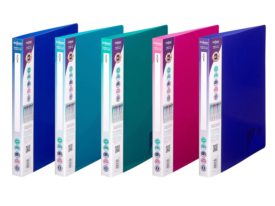 Best Value Snopake 2 Ring 15mm A4 Original Ring Binder Pack of 10 Pieces - Assorted Electra Colours