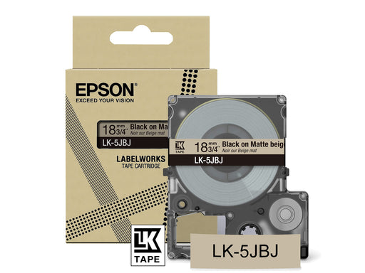 Epson LK-5JBJ Black  on Matte Beige Tape Cartridge 18mm - C53S672091