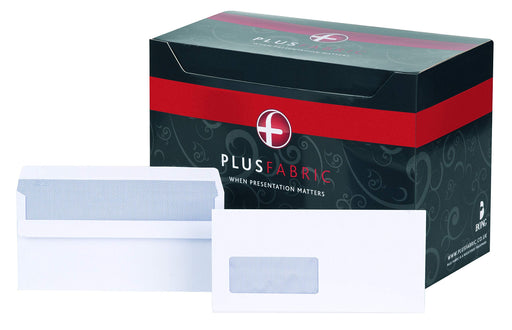 Best Value Plus Fabric DL Prestige White 120gsm Window Self Seal Wallet Box of 500 Envelopes