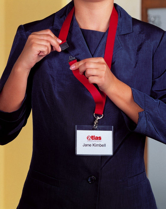 Best Value Durable Textile Badge Necklace with Safety Release - Blue, Pack of 10