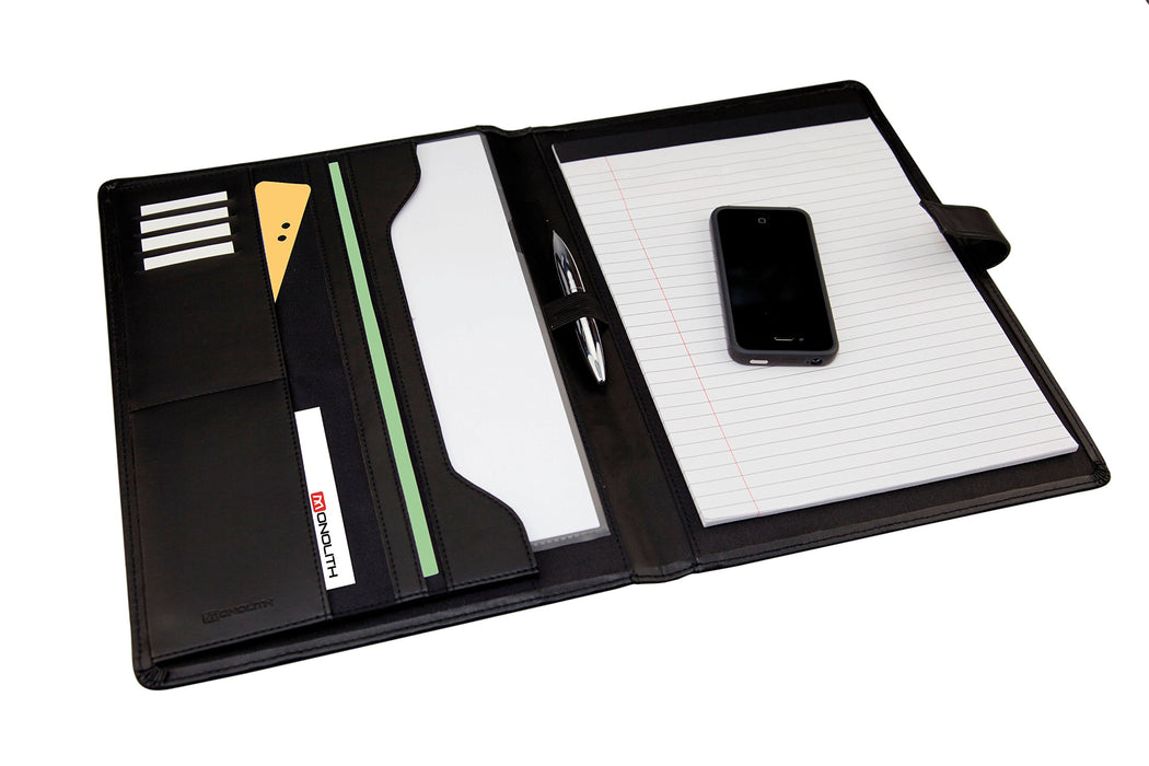 Best Value Monolith Leather Look PU Conference Folder with A4 Pad - Black
