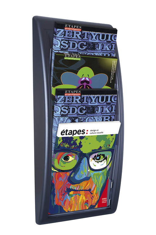 Best Value Fast Paper 513413 Quick Fit Literature Holder Wall-mount 4 x A4 Pockets W290xD95xH650mm Black Ref 4061.01