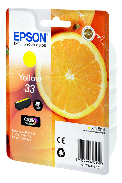 Best Value Epson C13T33444012 33 Claria Oranges Premium Ink Cartridge, Yellow, Genuine, Amazon Dash Replenishment Ready