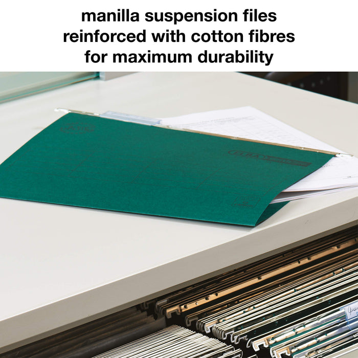 Best Value Elba Ultimate Verticfile 240 gsm Manilla Suspension Files, V-base - Pack of 50, Green
