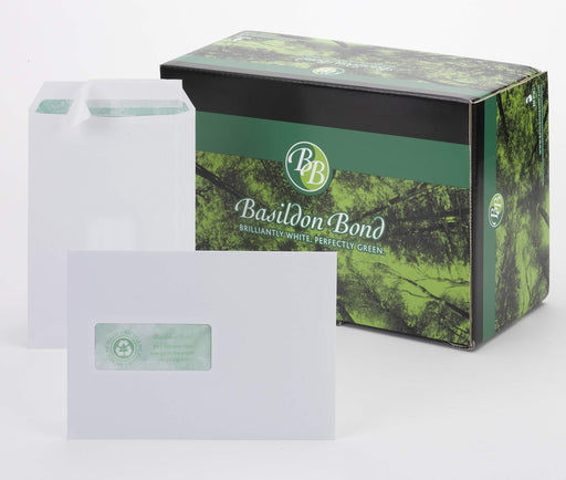 Best Value Basildon Bond C5 Recycled White 120gsm Window Peel & Seal Pocket, Box 500 Envelopes