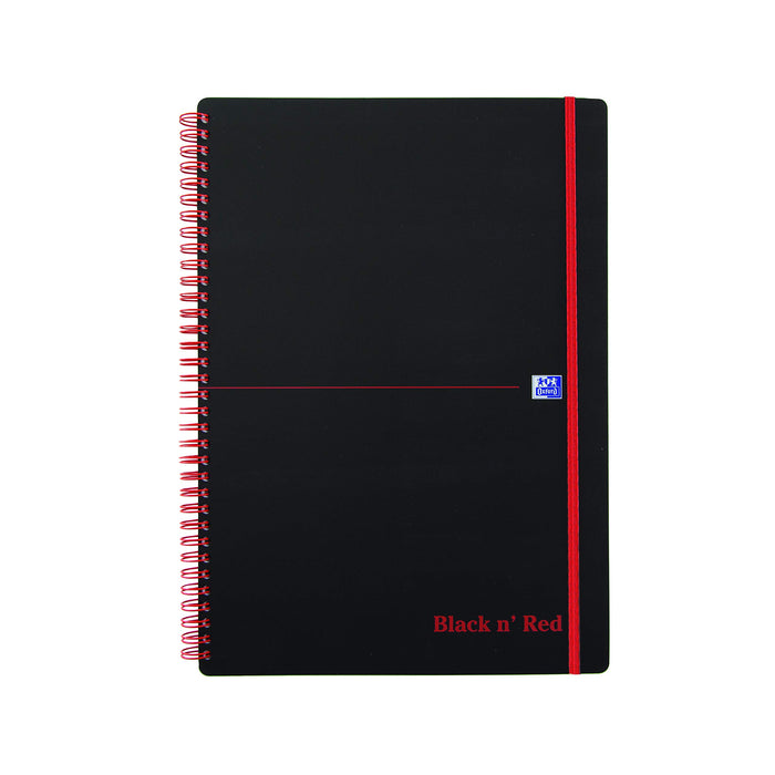 Best Value Black n Red Notebook Wirebound Polypropylene 90gsm Ruled 140 Pages A4 Ref E67008 [Pack of 5]