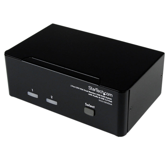 Best Value StarTech.com SV231DDVDUA 2 Port KVM Switch, DVI and VGA with Audio and USB 2.0 Hub, Dual Monitor/Display/Screen KVM Switch, DVI VGA