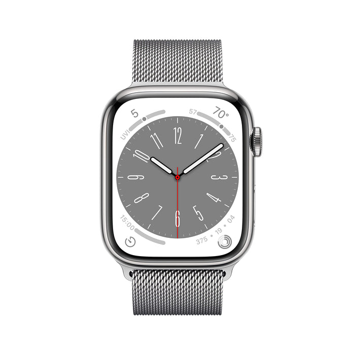 Apple Watch Series 8 GPS + Cellular 45mm Silver Stainless Steel Case with Silver Milanese Loop