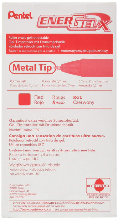 Best Value Pentel Energel-BL107-BX Tip Retractable Pen, 0.7 mm - Red (Pack of 12)