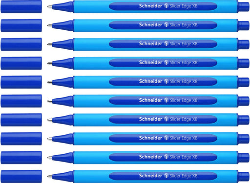 Best Value Schneider 152203 Ballpoint Pen Slider Edge with Cap XB Blue Barrel Colour: Cyan-Blue Pack of 10