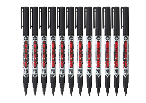 Best Value Uni-Ball 147540 Super Ink Permanent Marker Quick-drying Fade-free 0.9mm Line Ref 9001410 - Black [Pack of 12]