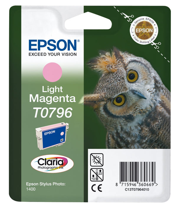 Best Value Epson T0796 Original Light Magenta red Ink Cartridge for Stylus Photo 1400 (Owl), Genuine, Amazon Dash Replenishment Ready